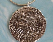 silver pirate coin pendant - SailorgirlJewelry