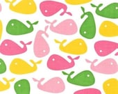 Robert Kaufman Urban Zoologie Garden Whales Cotton Quilting Fabric 7/8 Yard