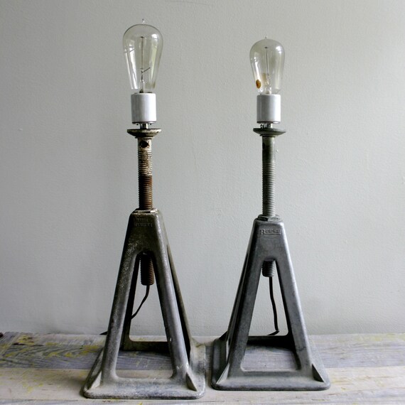 Pair Vintage Industrial Lamps OOAK
