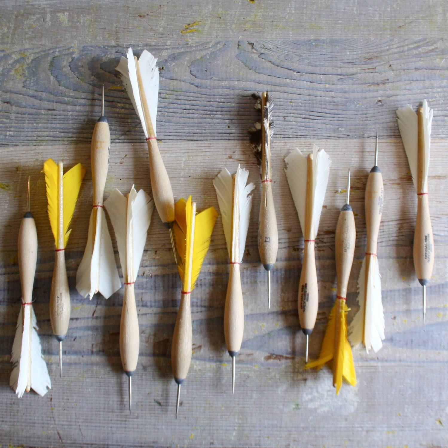 Vintage Set of Turkey Feather Darts by ethanollie on Etsy