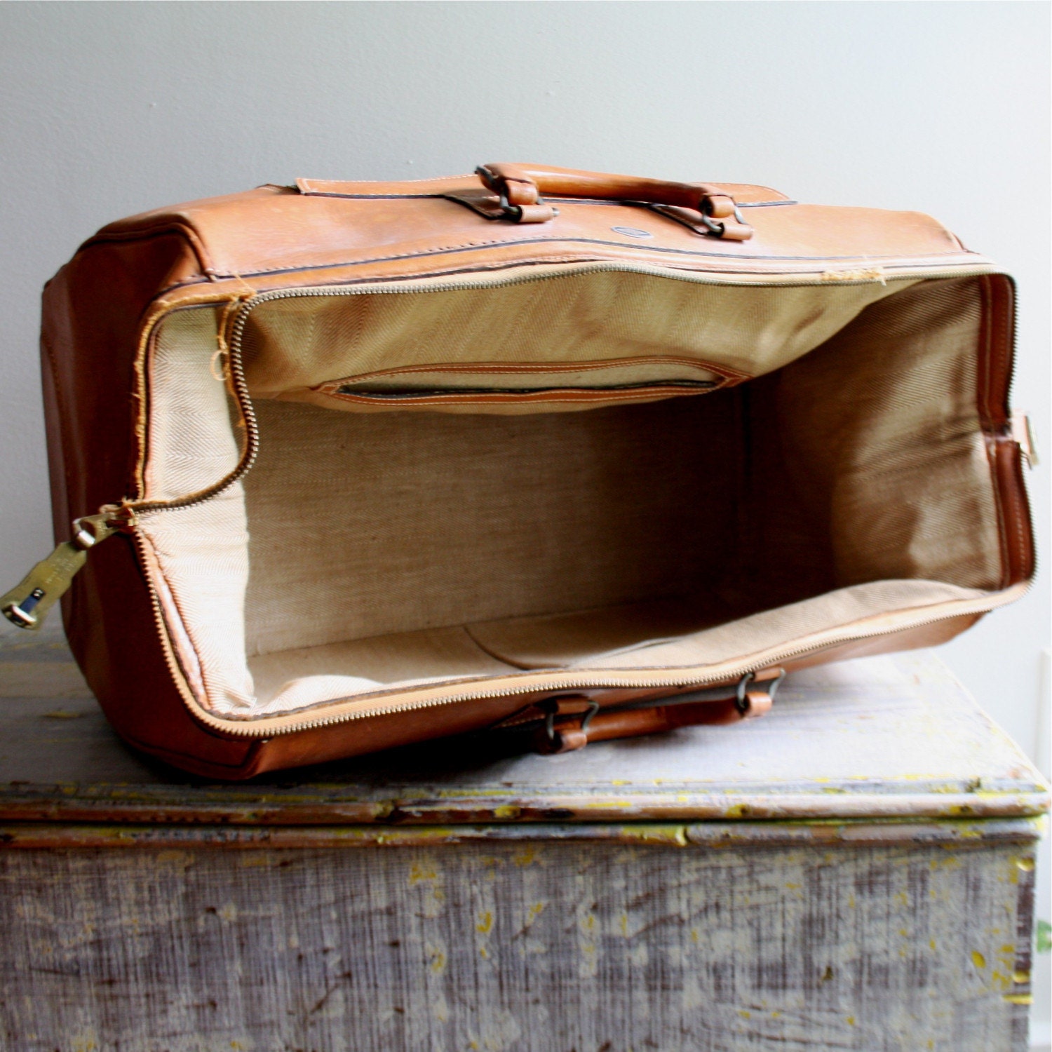 Vintage Leather Weekender with a Secret