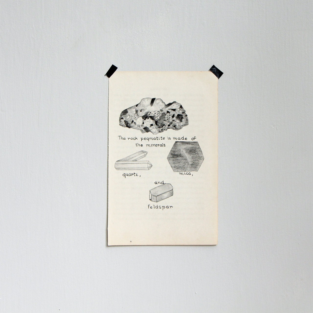 Vintage 1940's Rocks and Minerals Print