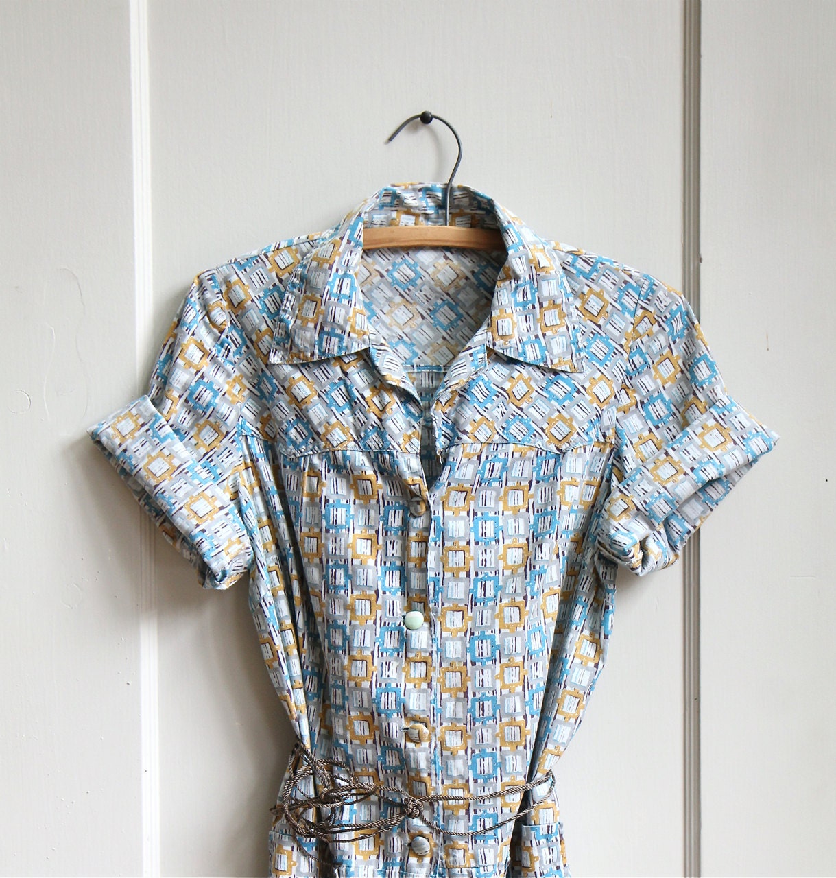 Vintage 1950's Graphic Pattern House Dress