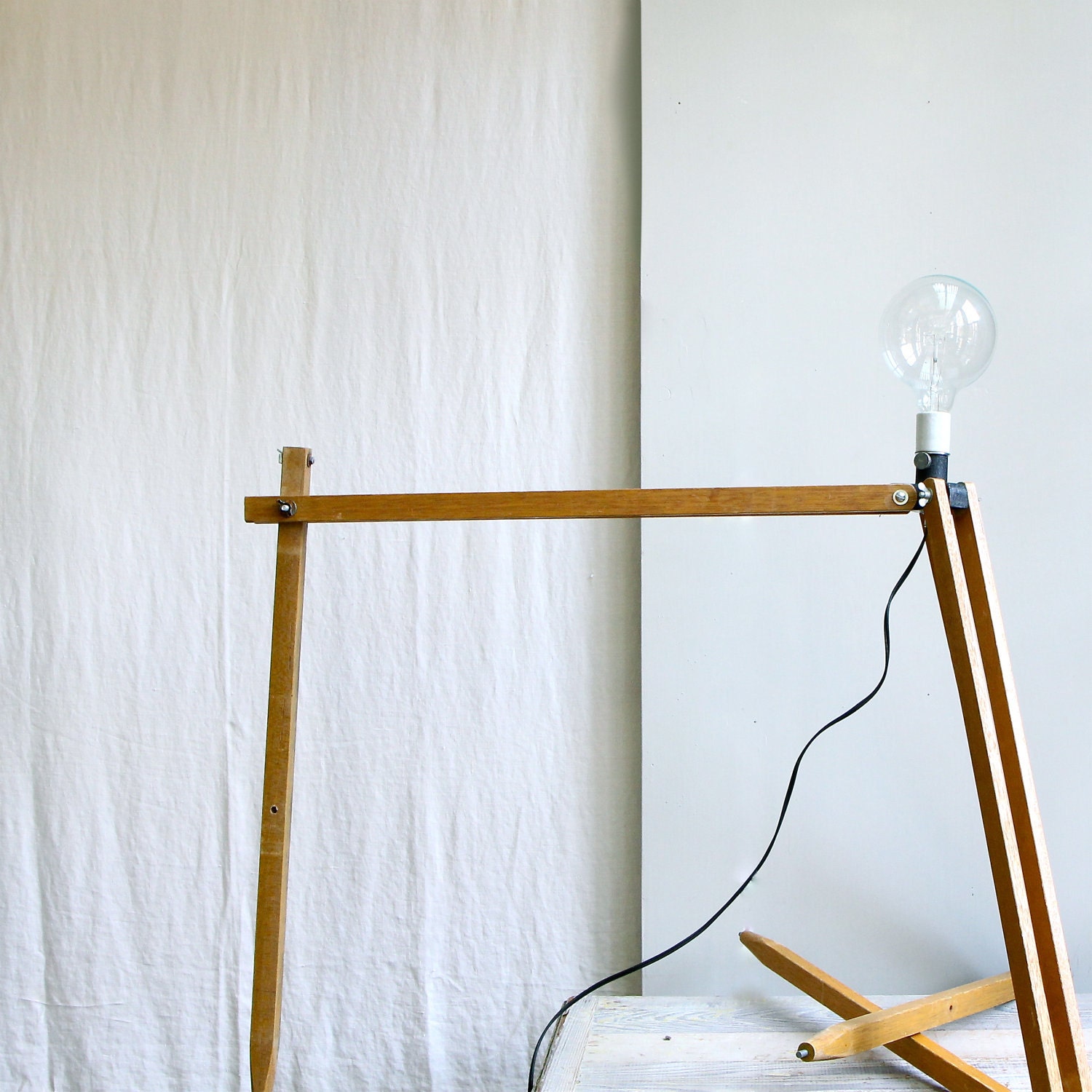 ON HOLD Vintage Industrial Modern Geometric Tripod Lamp - OOAK