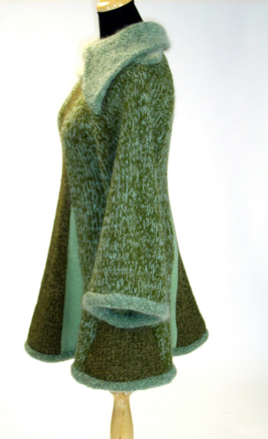 Sweater Tunic, Green Mohair, Size Medium- Large (10-12-14) Pixie Style