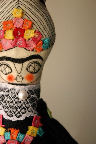 Frida  -  set of 4 postcards  -  photo prints  -  art doll  -  Frida Kahlo doll