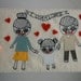 Family portrait  -  textile collage art   -  custom order  - small size