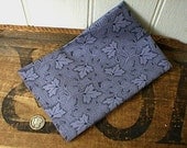 Floral slate selvedge pocket square, handkerchief - eco vintage fabric