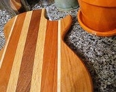 Handmade Wood Rockin Guitar Cutting Board - Tiger Maple & Brazilian Cherry