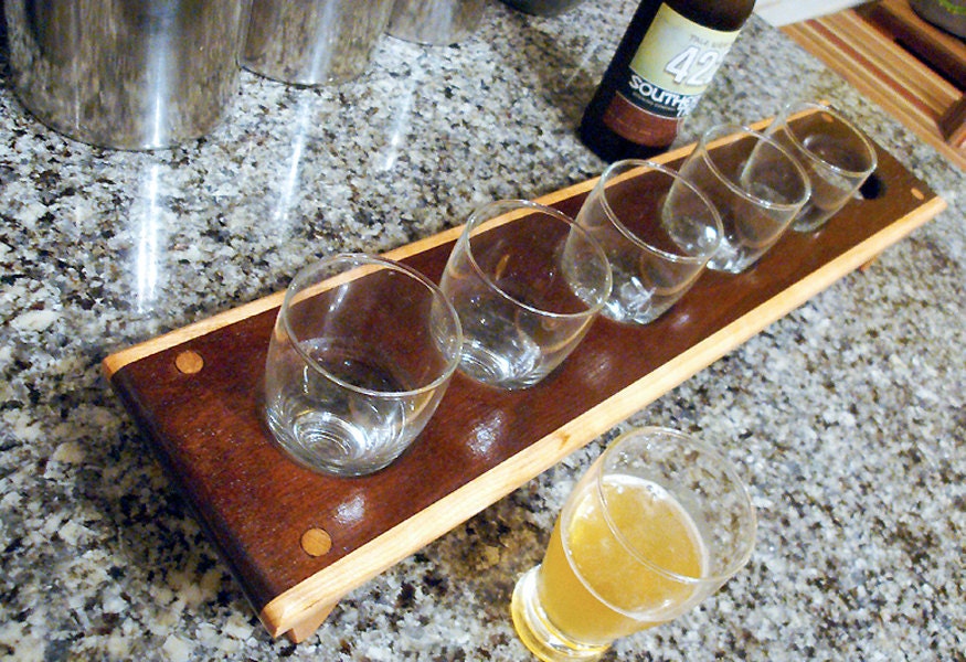 Handmade Wood Mini Brew Beer Sampler  6 - The Party Starter - Black Walnut & Cherry