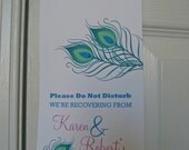 Wedding Door Hangers - Set of 10 - Peacock Feathers - Great for OOT Bags