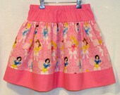 Pink Princesses Snow White Sleeping Beauty Cinderalla Gathered Skirt Size 6 Girls