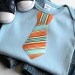 Short Sleeve Sky Blue Baby Bodysuit - size 3-6 months - Necktie Applique - orange and blue - Unique Baby Boy Clothes