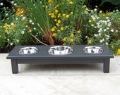 Custom Finished 6" Tall 3-Bowl Elevated Dog Feeder with Mixed Sized Bowls