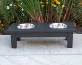 Black Elevated Dog Bowl Feeder 6" Tall with 1-Quart Bowls