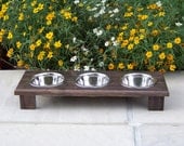 Custom Stained 3-Bowl Elevated Cat Feeder 3" Tall with 1-Pint Bowls