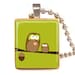 Scrabble tile  pendant  Owl  Mother and baby green , owl necklace , owl jewelry with ball chain necklace included