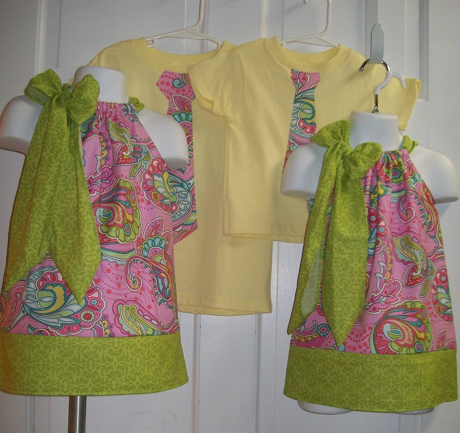 Sister and Brother Set Pillowcase Dress with Matching Tie T Custom Made to Order 6/9M to 4T