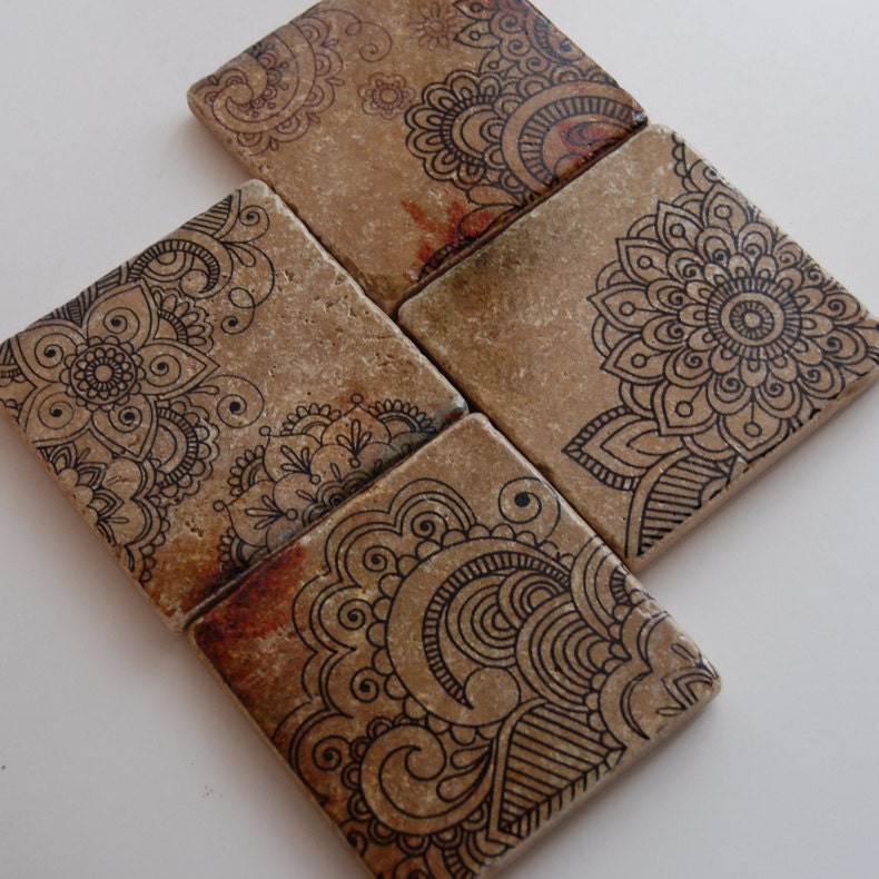 Henna Doodles - drink coaster set
