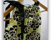 Girls Pillowcase Dress in The Bertuca Tagore Blossoms with Black Ribbon Ties Sz 6mo - 5 Sz 6, 7, 8 Available for an Additional Charge
