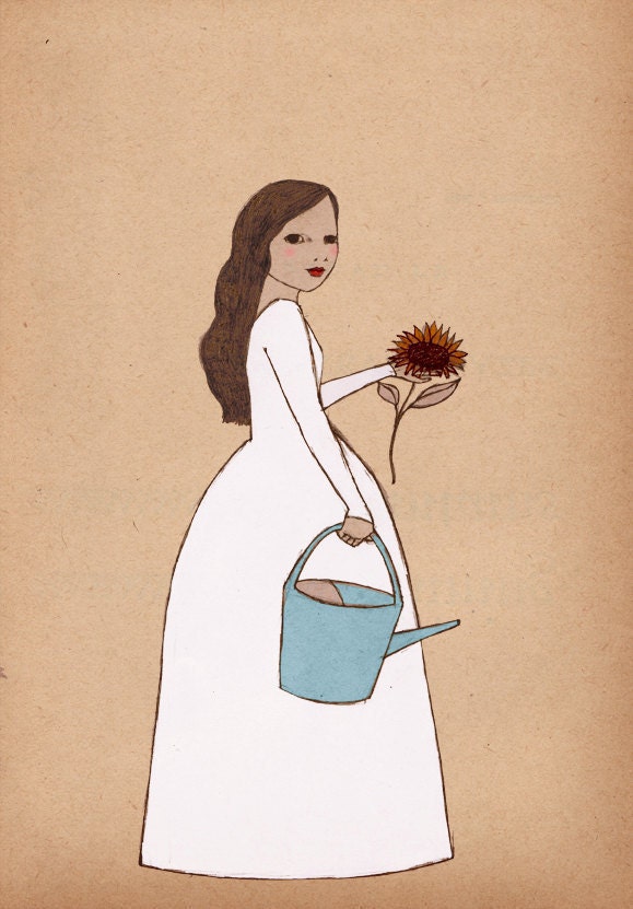 Gardner girl art Mate Edition Print  of original illustration