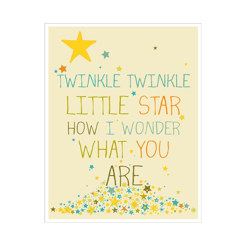 Children's Wall Art / Nursery Decor Twinkle Twinkle Little Star 8x10 inch print by Finny and Zook