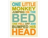 Children's Wall Art / Nursery Decor One Little Monkey 16x20 inch print by Finny and Zook