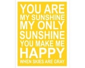 Children's Wall Art / Nursery Decor You Are My Sunshine... 8x10 inch print by Finny and Zook