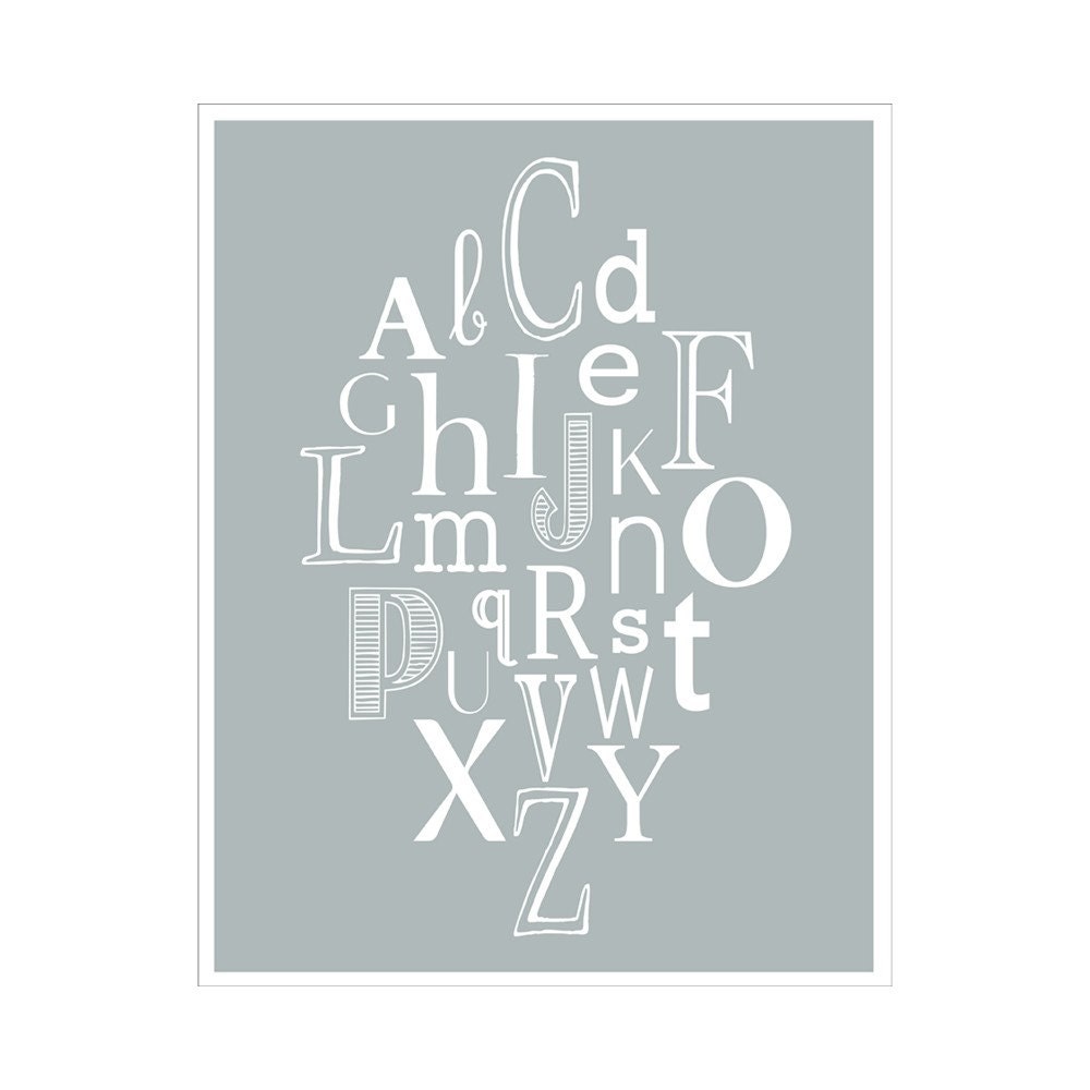 Children's Wall Art / Nursery Decor ABCs 11x14 inch poster print by Finny and Zook