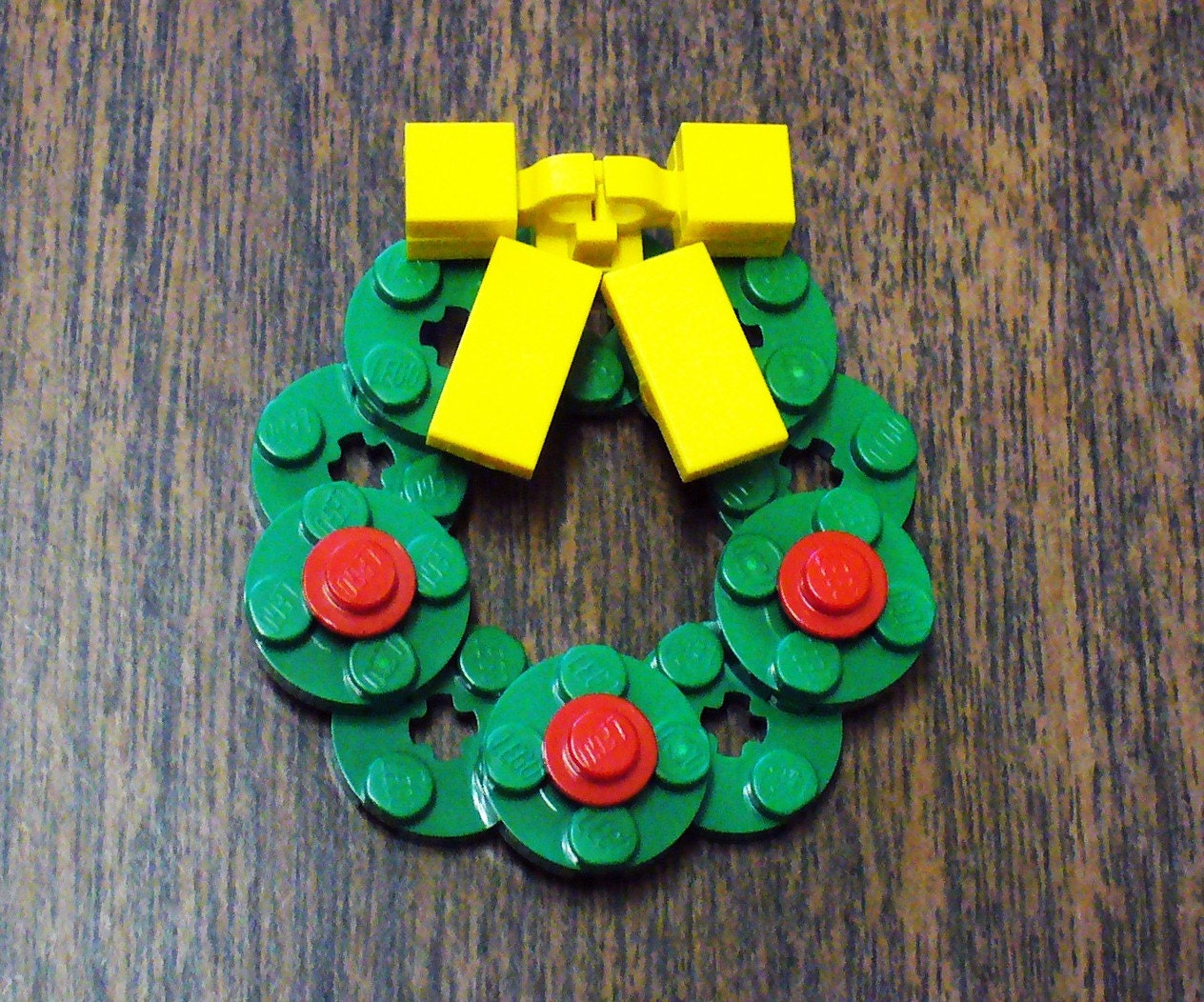 Custom Christmas Wreath Pin with Yellow Bow