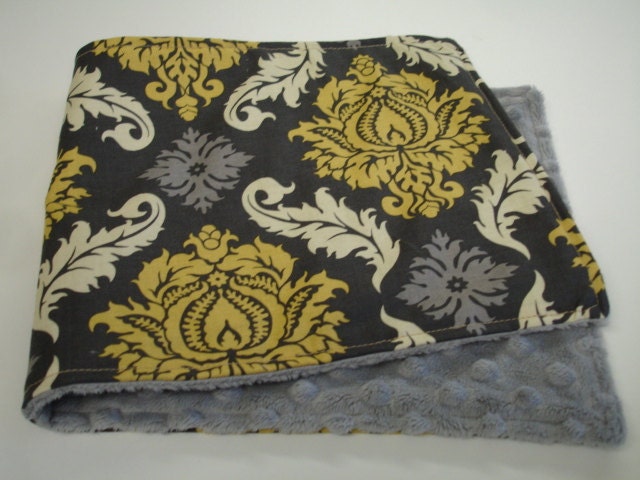 Granite Damask Baby Burp Cloth with Minky