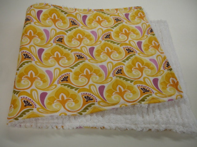 Trefoil in Sunshine Baby Burp Cloth with Chenille