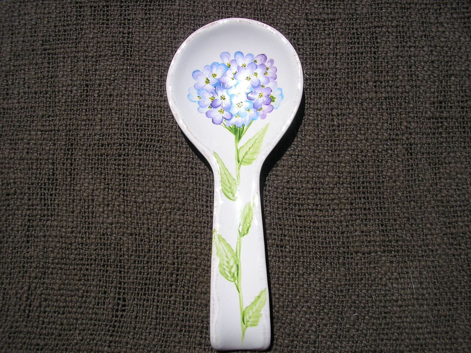 Hydrangea Spoon Rest Hand Painted Hydrangea Spoon Rest