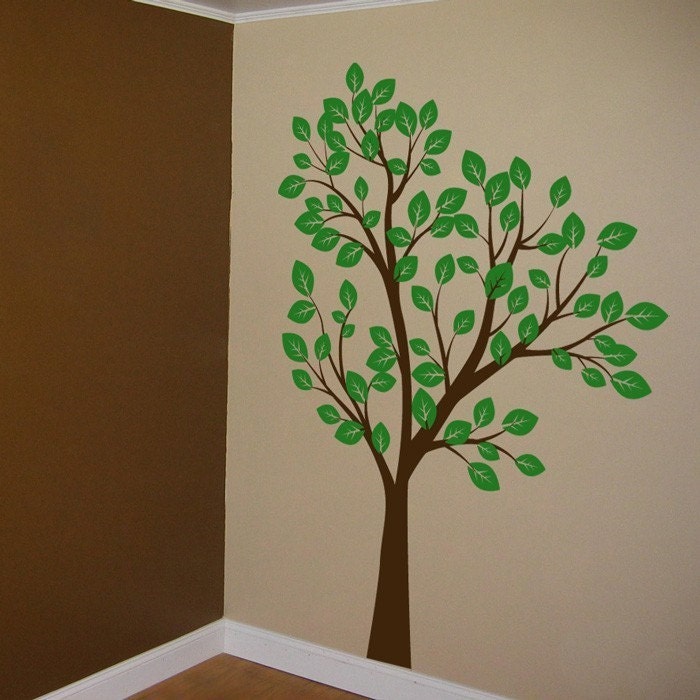 Tall Tree Waving in the Wind - Two Color - Vinyl Wall Decals - Your choice of colors