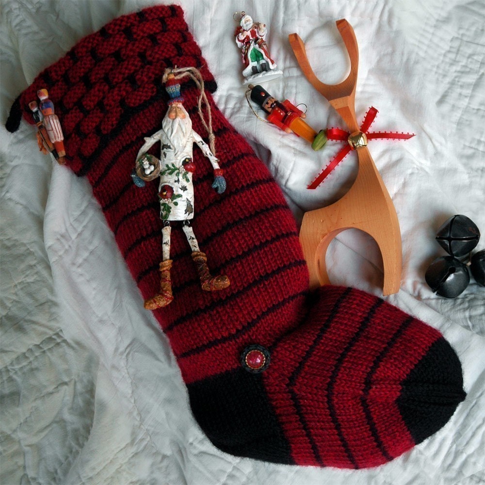 Chimney Top Hand Knit Christmas Stocking Knitting Pattern ONLINE DOWNLOAD