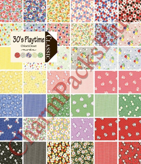 30s PLAYTIME Moda Charm Pack Five Inch Quilt Fabric by charmpacks