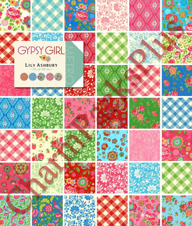 GYPSY GIRL by Lily Ashbury - Moda Fabric Charm Pack - Five Inch Quilt Squares Quilting Material