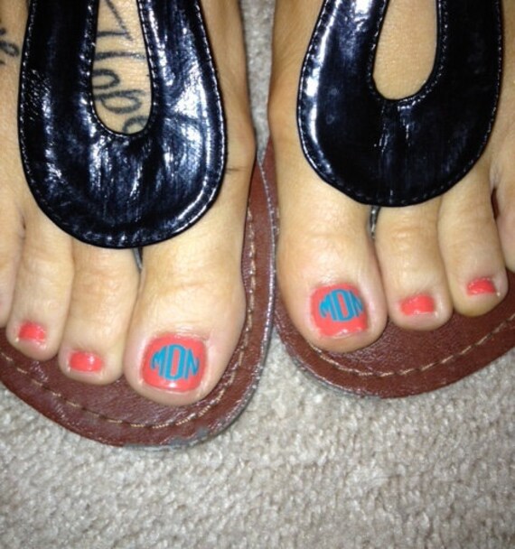 Set of 2 Vinyl Monogram Decals for your toes