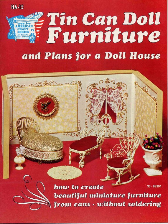 Vintage 1973 Tin Can Doll Furniture Craft Booklet--Gorgeous Scrollwork Style Metal Doll Furniture