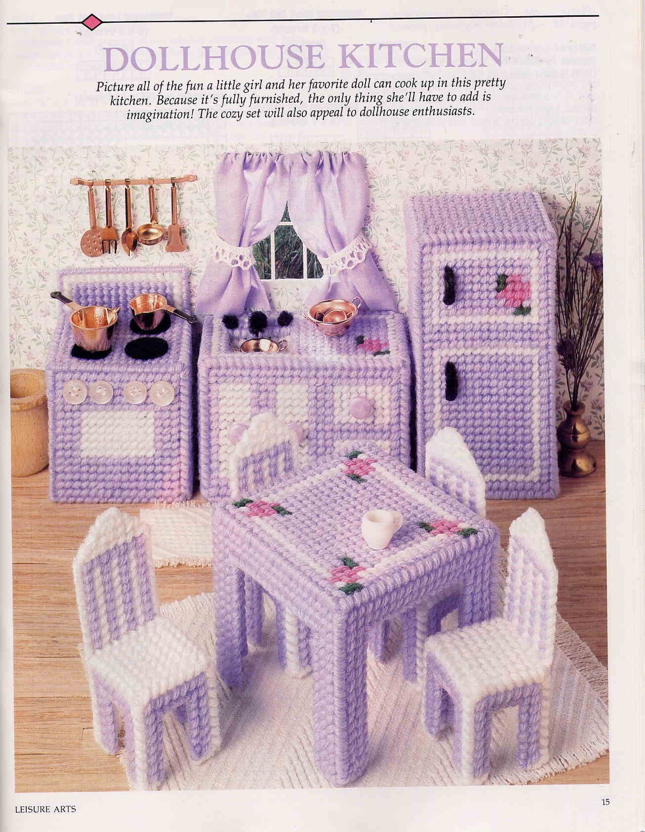 Plastic Canvas Miniature Doll House Kitchen Furniture by