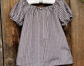 Brown Gingham Peasant Blouse