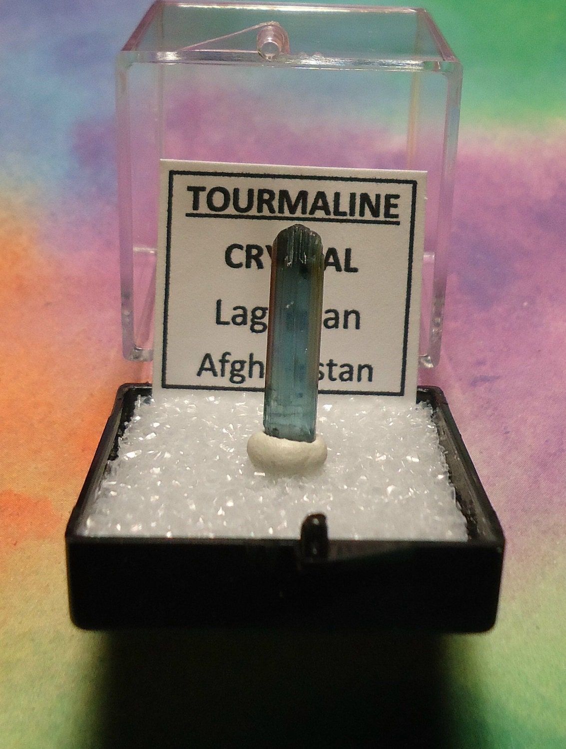 INDICOLITE TOURMALE Natural Clear Top Grade Terminated Clear Crystal In Perky Mineral Specimen Box From Laghman Afghanistan RARE