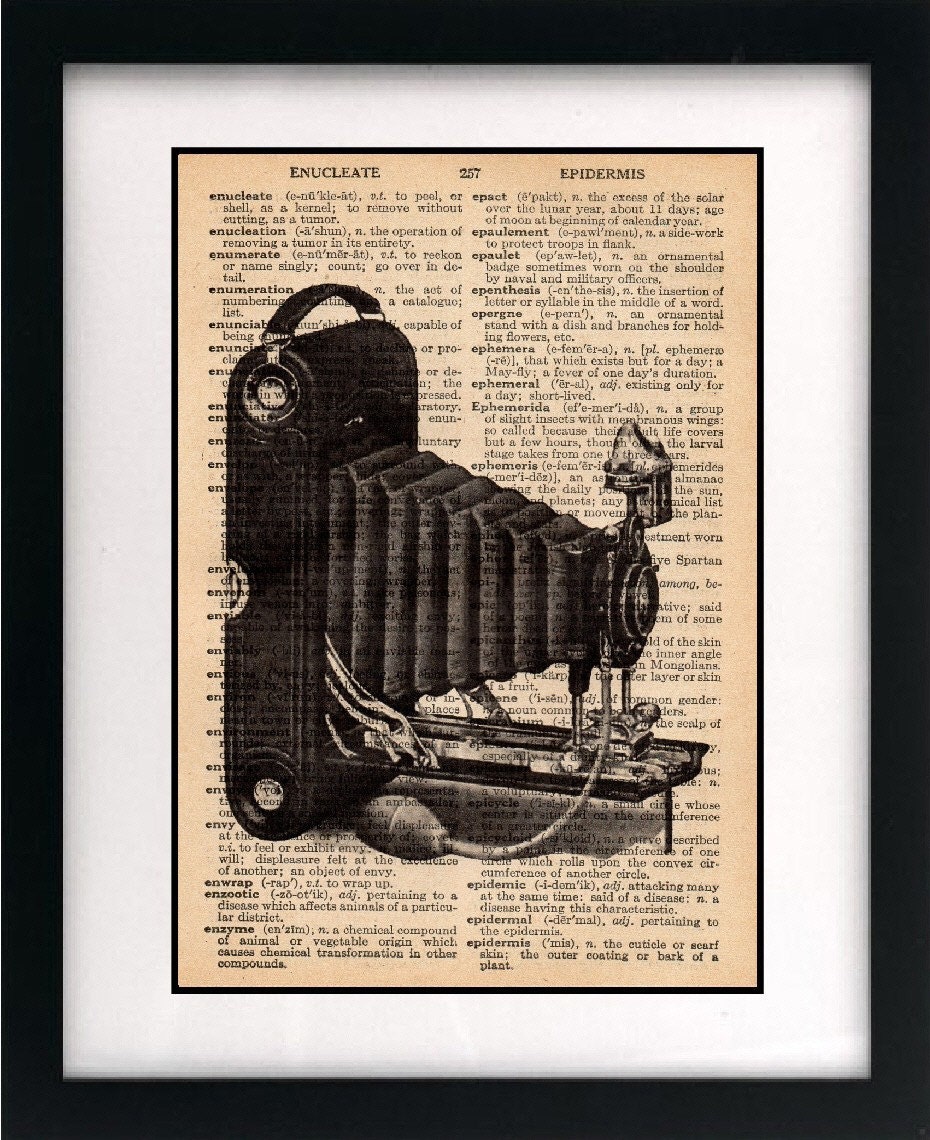 vintage camera art print vintage dictionary print vintage book page print unique art print 8x10
