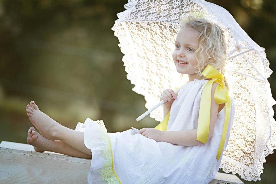 Girls Easter Spring White/Yellow embroidered eyelit & lace Pillowcase dress w/ hairclip sizes 12-18-24 month -2-3-4-5T