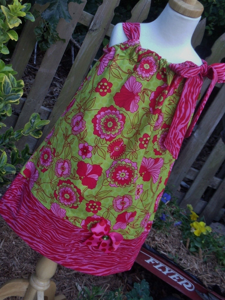 Girls Custom Pillowcase style Dress made to order in  sizes  12-18-24 month -2-3-4-5T  in Floral / Zebra / dot prints