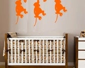 ShaNickers Wall Decal/Sticker-3 Monkeys on a Vine--FREE SHIPPING