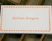 Business / calling cards - letterpress printed with a Gingham border (set of 50)