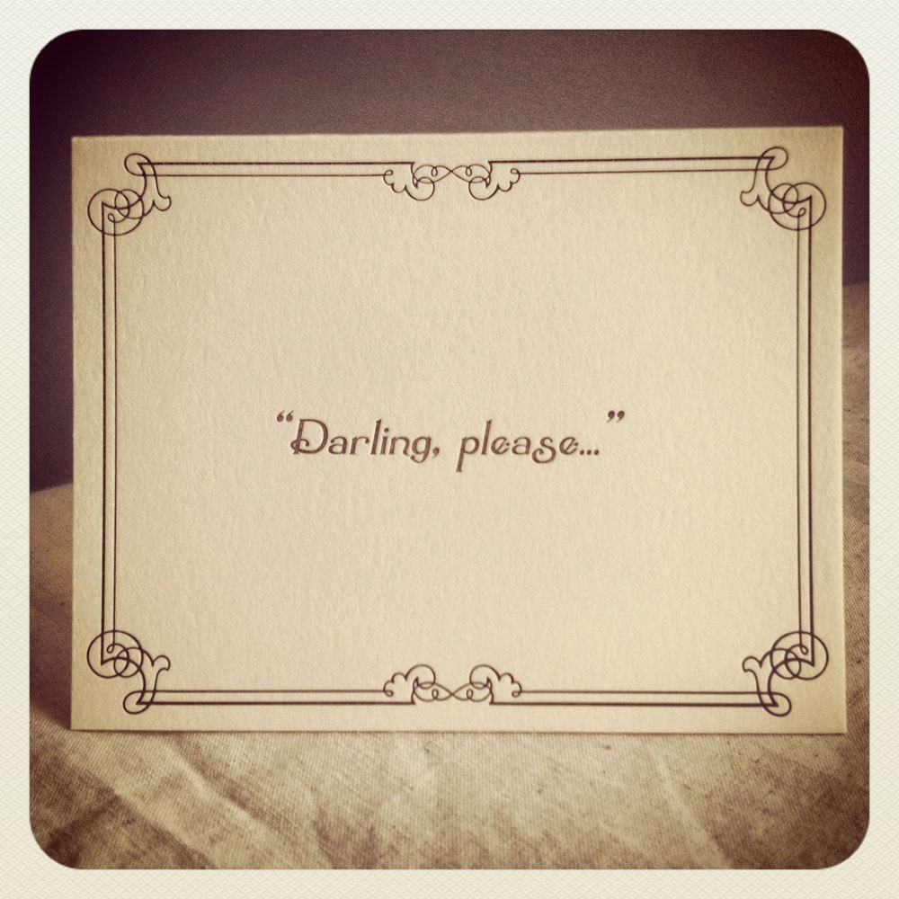 Letterpress printed, silent film-inspired, greeting cards (set of 3)