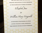 Wedding invitations Honey Bee theme - letterpress printed (set of 100)