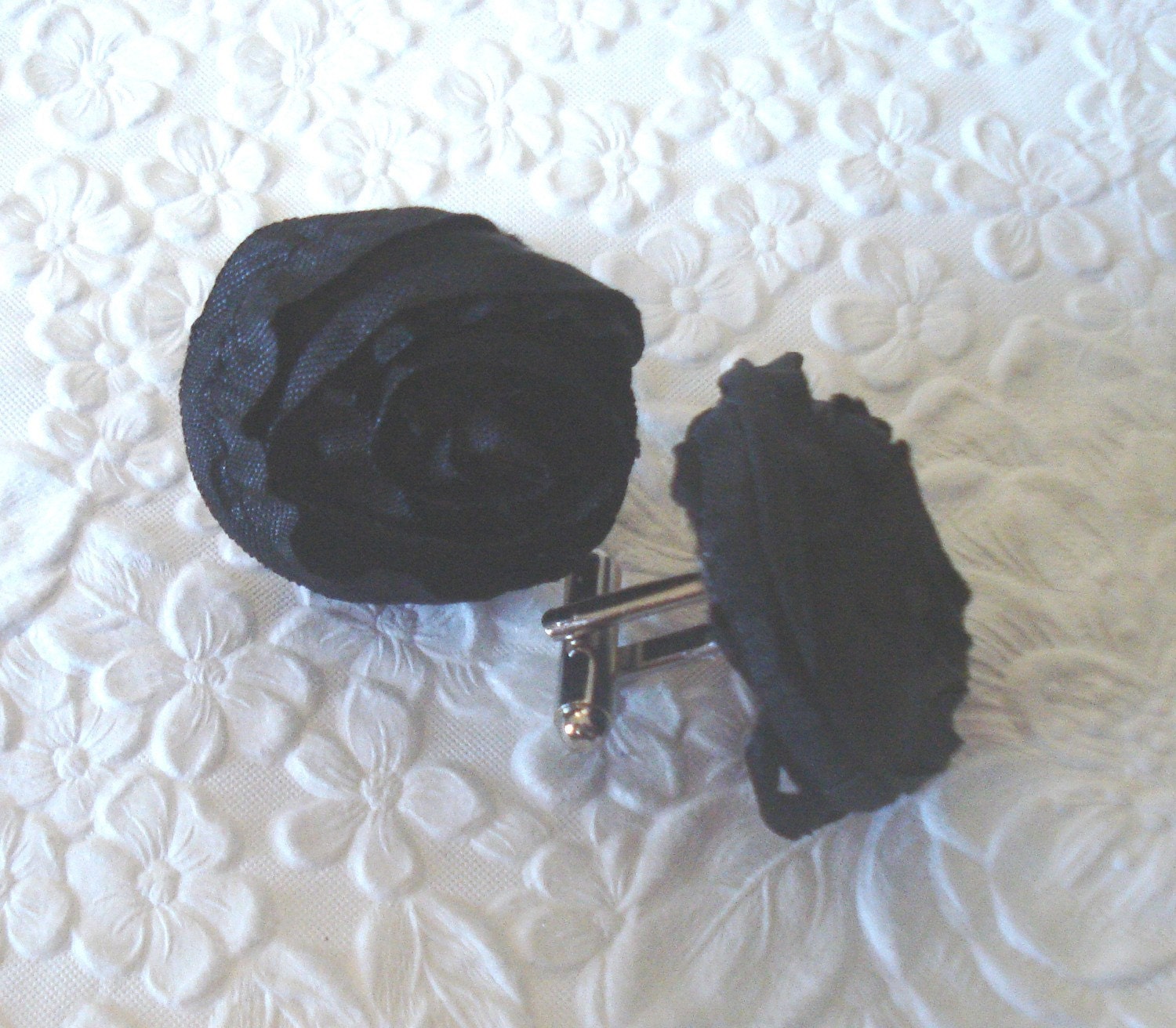 Black rose cuff-links